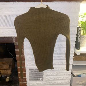 Topshop Green Mock Neck Sweater Size S